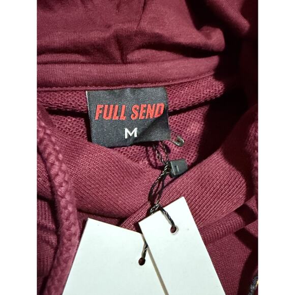 NEW FULL SEND Embroidered EagleShield Pullover Hoodie -Maroon Medium Heavyweight - Picture 3 of 7
